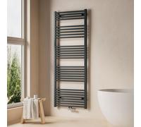 EMKE Radiateur sèche-serviettes de bain Radiateur 60x160cm Puissance 761 watts Anthracite Raccord central Chauffage sans thermoplongeur