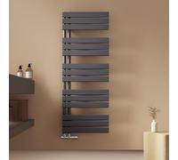 EMKE Radiateur sèche-serviettes Radiateur à panneaux pour salle de bains Raccordement latéral Montage mural Eau chaude 1320 x 500 mm Anthracite sans thermoplongeur
