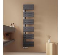 EMKE Radiateur sèche-serviettes Radiateur à panneaux pour salle de bains Raccordement latéral Montage mural Eau chaude 1599 x 400 mm Anthracite sans thermoplongeur