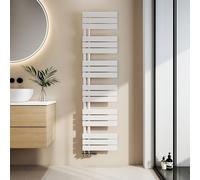 EMKE Radiateur sèche-serviettes Radiateur à panneaux pour salle de bains Raccordement latéral Montage mural Eau chaude 1599 x 400 mm Blanc sans thermoplongeur