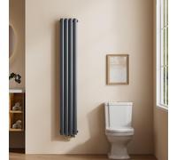 EMKE Radiateur tubulaire design pour eau chaude Raccord central Vertical Ovale double couche 623 Watt 24cm x 160cm Anthracite sans thermoplongeur