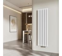 EMKE Radiateur vertical Design Panneau de chauffage 1600x460mm blanc monocouche plat raccord central Chauffage, 850W sans thermoplongeur