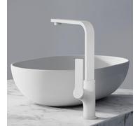 EMKE Robinet de cuisine blanc mat - Design ultra plat 360° pivotant Mitigeur inox pour cuisine moderne 30x22x10 cm 3/8'' raccordement