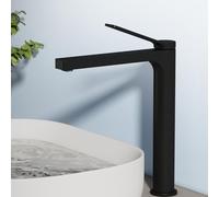 EMKE Robinet de salle de bain noir mat, 335 x 233 x 46 mm, laiton, cartouche en céramique, robinet de salle de bain, mitigeur de lavabo, installation facile, robinet avec aérateur, robinet de lavabo