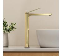 EMKE Robinet de Salle de Bain Or Champagne, 335x233x46 mm | Mitigeur Lavabo en Laiton Massif, Cartouche Céramique, Installation Facile, Économiseur d’Eau