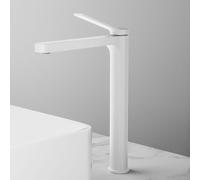 EMKE Robinet salle de bain blanc mat 335x233x46mm, laiton, cartouche céramique, robinet salle de bain, mitigeur lavabo, mitigeur lavabo