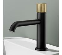 EMKE Robinet salle de bain noir 181x166x50mm, laiton, cartouche céramique, robinet avec mousseur, mitigeur lavabo