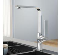 EMKE Robinetterie de cuisine Robinetterie d'évier Mitigeur monocommande Évier pivotant à 360° Robinet de cuisine avec bec plat, laiton chromé