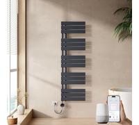 EMKE Seche Serviette Electrique 1320 x 400 mm, Anthracite, Wi-FI, 600 W | Porte-Serviettes Chauffant avec Wi-Fi Thermostat, Chauffe Serviette Salle de Bain, Sèche Serviette électrique