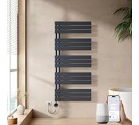 EMKE Sèche Serviette Electrique 1320 x 600 mm, Anthracite, Wi-FI, 800 W | Porte-Serviettes Chauffant avec Wi-Fi Thermostat, Chauffe Serviette Salle de Bain,Sèche Serviette électrique