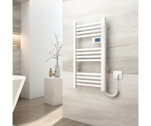 EMKE Seche Serviette Electrique 75 x 40 cm,180 W, Radiateur Salle de Bain avec Contrôleur d'affichage numérique, Droit Sèche-Serviettes électrique (Blanc)