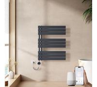 EMKE Seche Serviette Electrique 762 x 600 mm,Anthracite,WiFi,400 W | Porte-Serviettes Chauffant avec WiFi Thermostat, Chauffe Serviette Salle de Bain,Sèche Serviette électrique