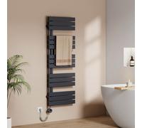 EMKE Seche Serviette Electrique avec WiFi Thermostat,1320x500mm, Sèche-Serviettes Électrique,800W Anthracite,Porte-Serviettes Électrique,Radiateur Seche Serviette Salle de Bain Mural