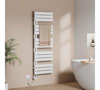 EMKE Seche Serviette Electrique avec WiFi Thermostat,1320x500mm, Sèche-Serviettes Électrique,800W Blanc,Porte-Serviettes Électrique,Radiateur Seche Serviette Salle de Bain Mural