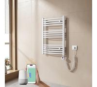 EMKE Sèche-Serviette électrique pour Salle de Bain 75 x 50 cm, Blanc | Radiateur courbé avec WiFi Thermostat, Chauffe-Serviettes électrique,Support Porte-Serviettes électrique,300 Watts