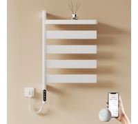 EMKE Sèche-Serviettes électrique 769 x 450 mm, radiateur de Salle de Bain pivotant à 180° avec contrôle par Application WiFi, Chauffe-Serviettes Plat avec Thermostat et minuterie, 120 W, IP45, Blanc