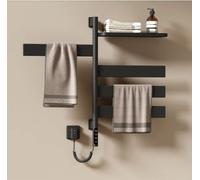 EMKE Sèche-serviettes électrique avec porte-serviettes pivotant et tablette, Thermostat WiFi,vocale, Minuterie, 76x45x14 cm noir