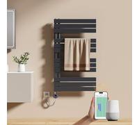 EMKE Sèche-Serviettes Électrique avec WiFi Thermostat 104x60 cm Anthracite | Sèche-Serviettes Électrique avec Support De Serviette Inclus Résistance Chauffante avec Minuterie, 600 Watt