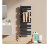 EMKE Sèche-Serviettes Électrique avec WiFi Thermostat 132 x 50 cm 800 Watts Anthracite, Sèche-Serviettes Électrique avec Résistance Électrique Inclus avec Minuterie