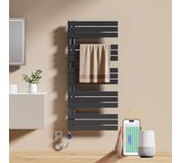 EMKE Sèche-Serviettes Électrique avec WiFi Thermostat 132 x 60 cm 800 Watts Anthracite, Sèche-Serviettes Électrique avec Résistance Électrique Inclus avec Minuterie