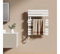 EMKE Sèche-Serviettes Électrique avec WiFi Thermostat 76 x 60 cm Blanc | Sèche-Serviettes Électrique avec Support De Serviette Inclus Résistance Chauffante avec Minuterie, 400 Watt