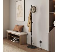 EMKE Sèche-serviettes électrique connecté sur pied, 150 x 32 cm, Noir Mat | Contrôle connecté, 6 modes, température réglable de 30 à 70 °C, minuterie 24 h et design arborescent