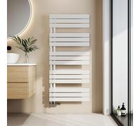 EMKE Séchoir à serviettes Radiateur de salle de bain Radiateur à panneaux Raccordement latéral Montage mural Eau chaude 1320 x 600 mm Blanc sans thermoplongeur