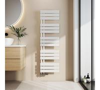 EMKE Séchoir à serviettes Radiateur de salle de bain Radiateur à panneaux Raccordement latéral Montage mural Eau chaude 1320 x 400 mm Blanc sans thermoplongeur
