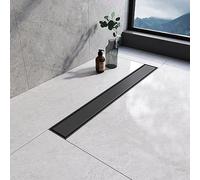 EMKE Siphon de Douche linéaire 600 mm en Acier Inoxydable 304 Long Invisible avec arrêt des odeurs et Filtre à Cheveux, Insert de carrelage Double Face 2 en 1 pour Cuisine, Salle de Bain, Noir Mat