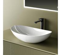 EMKE Vasque à Poser Ovale 619 x 360 mm,Blanc brillant (Sans Robinet ni Bonde)