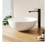 EMKE Vasque à poser ronde 415x415x155mm, vasque en céramique, blanc brillant, blanc mat, sans robinetterie ni trop-plein, design moderne pour une salle de bains élégante