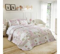 Emma Barclay Cotswold Parure de lit matelassée en Patchwork pour lit Simple Rose