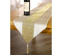 Emma Barclay ECLAT Chemin de Table à Pompons avec Strass (Rose et doré, 33 x 183 cm)