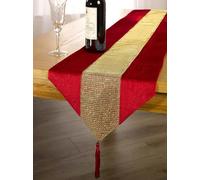 Emma Barclay ECLAT Chemin de Table à Pompons avec Strass Rouge et doré 33 x 183 cm