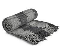 Emma Barclay Frisco - Couverture Traditionnelle en Coton recy arreaux pour Fauteuil, canapé, canapé - Gris Anthracite - 70 x 100 (178 x 254 cm)