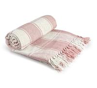 Emma Barclay Frisco - Couverture Traditionnelle en Coton recy arreaux pour Fauteuil, canapé, canapé - Rose pâle - 70 x 100 (178 x 254 cm)