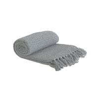 Emma Barclay Honeycomb - Jeté de canapé uni texturé gaufré en Coton recy ris argenté - 90 x 100 cm (228 x 254 cm)