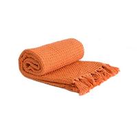Emma Barclay Honeycomb - Jeté de canapé uni texturé gaufré en Coton recyclé pour Fauteuil, canapé - Orange - 70 x 100 cm (178 x 254 cm)