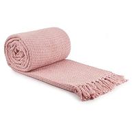 Emma Barclay Honeycomb - Jeté de canapé uni texturé gaufré en Coton recyclé pour Fauteuil, canapé - Rose pâle - 90 x 100 cm (228 x 254 cm)