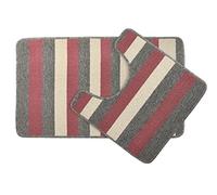 Emma Barclay Jersey - Ensemble de Bain 2 pièces à Rayures contrastées en Rose - Tapis 45 x 75 cm/piédestal 45 x 45 cm