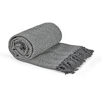 Emma Barclay Jeté de lit en Coton recyclé à Motif à Chevrons Gris argenté 127 x 152 cm