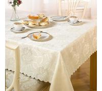 Emma Barclay Nappe damassée Rose 160 cm Crème, Polyester, 63" (160cm) Round