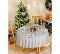 Emma Barclay Nappe de Noël Ronde Lavable en Machine - Rouge avec Motif Flocon de Neige argenté - 160 cm