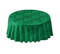 Emma Barclay Nappe Ronde en Jacquard Motif Rose damassée Vert forêt 178 cm