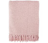 Emma Barclay Nid d'Abeille - Couverture en Coton Recyclé Texturé Gaufré Uni pour Chaise et Canapé, Rose Blush, 50 x 60 (127 x 152 cm)