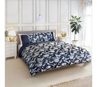 Emma Barclay Parure de lit de Luxe en Jacquard avec Housse de Couette Motif Papillon, Polyester, Bleu Marine, Super King