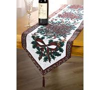 Emma Barclay Tapisserie de Noël - Chemin de Table décoratif en Lin pour Table de Petite, Moyenne ou Grande - 33 x 183 cm