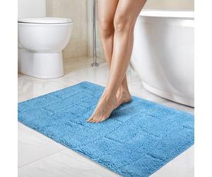 Emma Barclay Waves Ensemble de Bain 2 pièces en Pur Coton Jacquard en Cobalt - Tapis 50 x 80 cm/Contour 50 x 40 cm