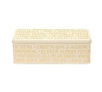 Emma Bridgewater Boîte de rangement décorative en métal doré et crème 12 jours de Noël, 24 x 8,2 x 10,2 cm