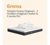 EMMA | Matelas Original+ 140x190 | 2 Oreillers Emma Original Confort 60x60 | Couette Été Emma 240x220